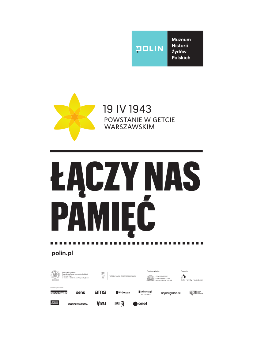Plakat upamiętniający 76. rocznicę wybuchu powstania w getcie warszawskim