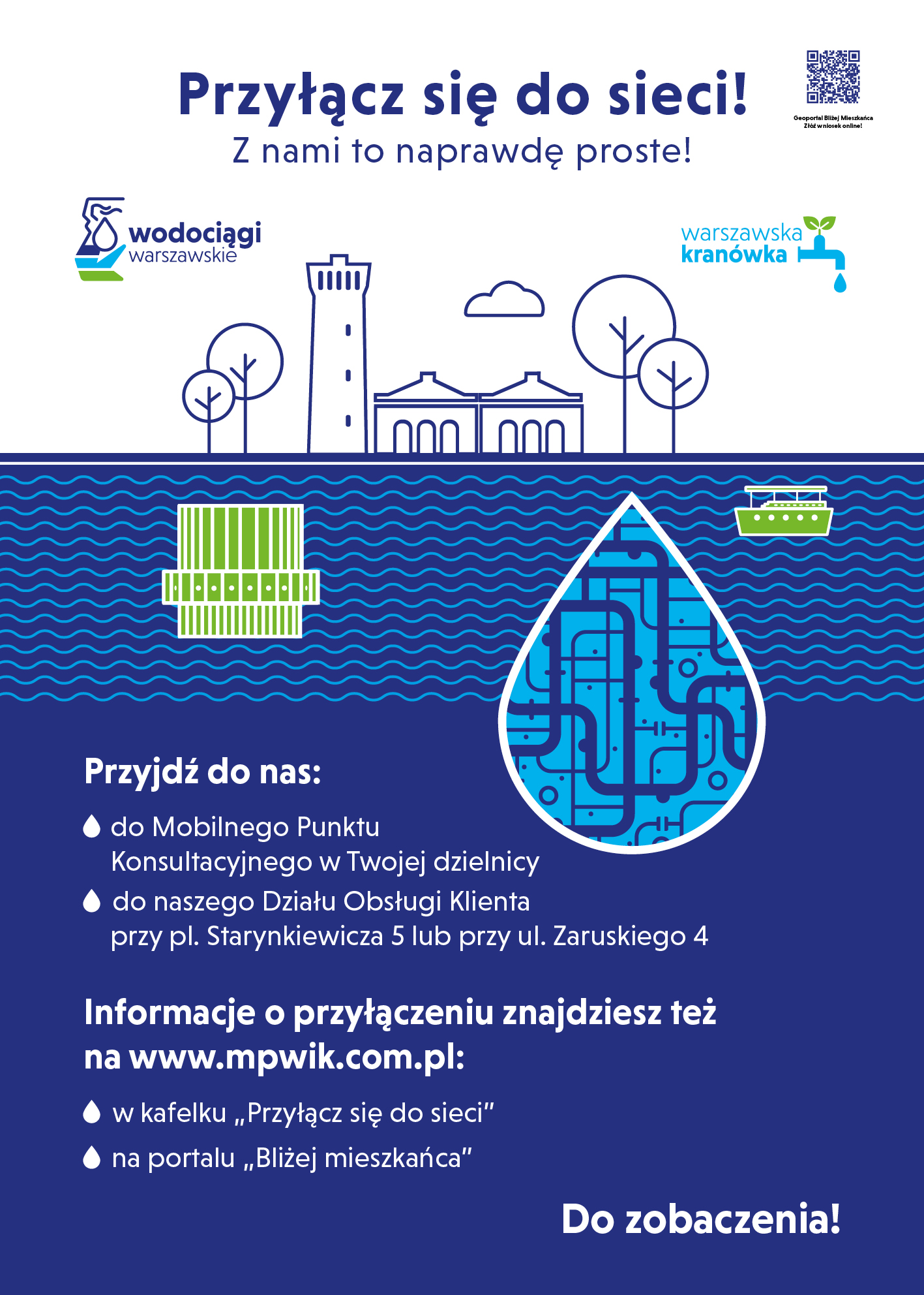 Grafika informacyjna dotycząca przyłączania się do sieci.